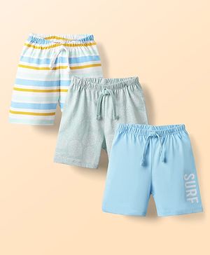Babyhug Cotton Knit Striped & Pineapple Printed Shorts Pack of 3 - Multicolor