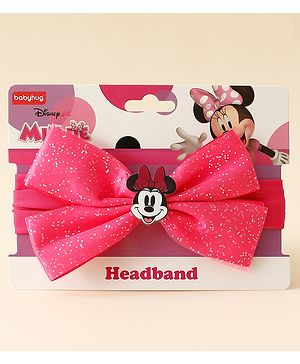 Babyhug Disney Headband With Minnie Mouse Bow Applique Free Size - Fuchsia