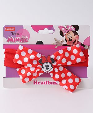 Babyhug Disney Free Size Headbands With Minnie Mouse Polka Dots Bow Applique - Red