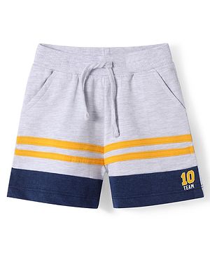 Babyhug Cotton Knit Shorts With Number Print - Light Grey