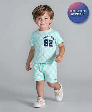 Bonfino 100% Cotton Knit Half Sleeves T-Shirt & Shorts Set With Number Print - Off White