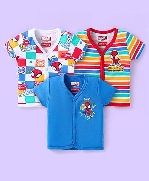 Babyhug Marvel Interlock Knit Half Sleeves Jhablas with Spiderman Graphics & Stripes Pack of 3 - Multicolor
