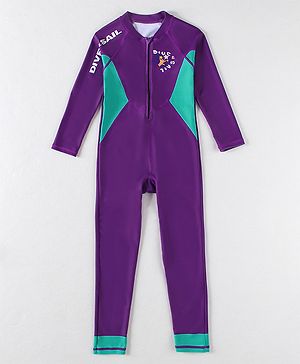 Pine Active Full Sleeves Legged Swimsuit - Purple