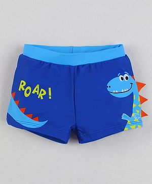 Babyhug Swimming Trunk With Dino Print - Blue