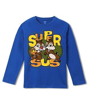 Wear Your Mind Cotton Disney Chip & Dale Featuring Full Sleeves Characters Printed Tee - Royal Blue