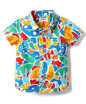 Babyhug Cotton Woven Half Sleeves Shirt With Abstract Print - Multicolour