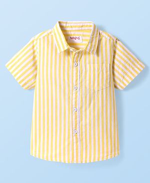 Babyhug Cotton Woven Half Sleeves Striped Shirt - Yellow
