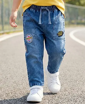 Babyhug Full Length Washed Denim
                              Jeans With Stretch & Patch Detailing -
                              Blue