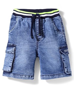 Babyhug Above Knee Length Washed Denim Bermuda - Blue