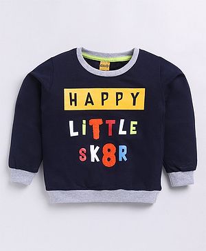 Kidcity Cotton Looper Full Sleeves Typography Printed Sweatshirt - Multi Colour