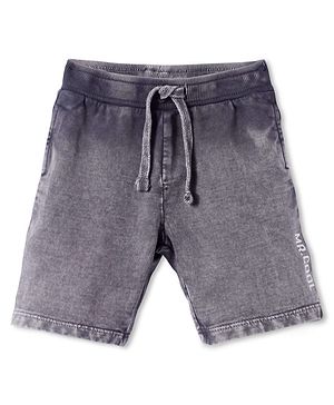 Babyhug Cotton Knit Mid Thigh Length Shorts with Text Print - Grey
