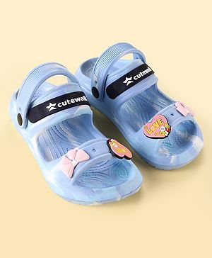 Cute Walk by Babyhug Clogs With Bow & Heart Applique - Blue