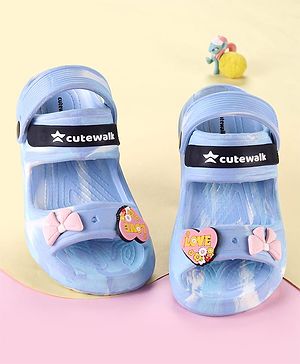 Cute Walk by Babyhug Clogs With Bow & Heart Applique - Blue
