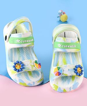 Cute Walk by Babyhug Clogs With Sunflower & Umbrella Applique - White