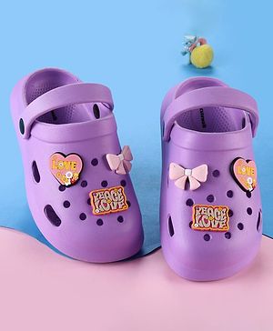 Cute Walk by Babyhug Clogs With Bow & Heart Applique - Purple