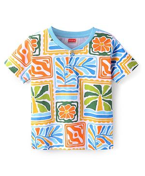 Babyhug Cotton Knit Half Sleeves Printed T-Shirt - White