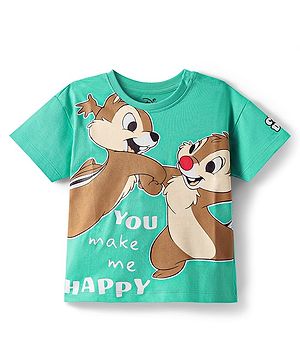 Babyhug Disney Single Jersey Knit Half Sleeves T-Shirt With Chip N Dale Graphics - Light Green