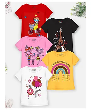 Trampoline Pack Of 5 Half Sleeves
                              Balloon & Rainbow Printed Tees - Multi
                              Colour