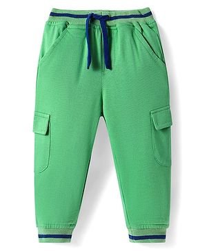 Babyhug Cotton Looper Knit Full Length Solid Lounge Pants - Green