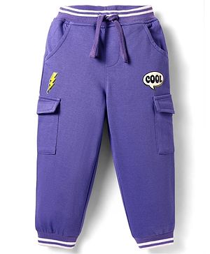 Babyhug Cotton Looper Knit Full Length Printed Lounge Pant - Purple