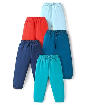 Babyhug Cotton Jersey Knit Full Length Solid Lounge Pants Pack of 5 - Multi Color