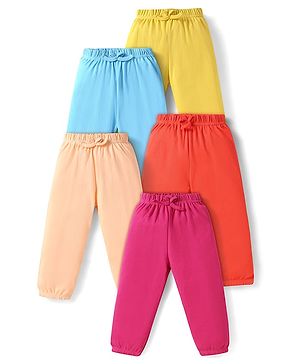 Babyhug Cotton Jersey Knit Full Length Solid Lounge Pants Pack of 5 - Multi Color