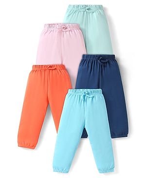 Babyhug Cotton Jersey Knit Full Length Solid Lounge Pants Pack of 5 - Multicolor
