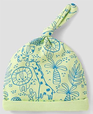 Babyhug 100% Cotton Cap with Jungle Print - Light Green