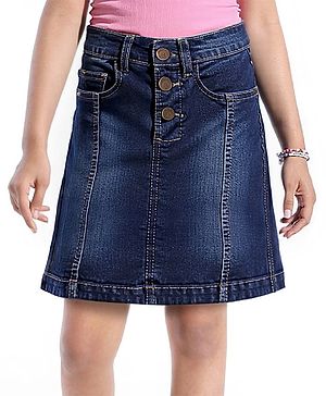 Pine Kids Above Knee Length Washed Denim Skorts - Navy Blue