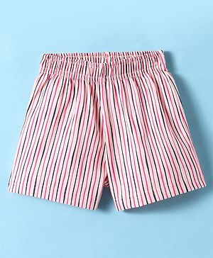 Ollypop Sinker Knit Knee Length Shorts  with Stripes - Pink