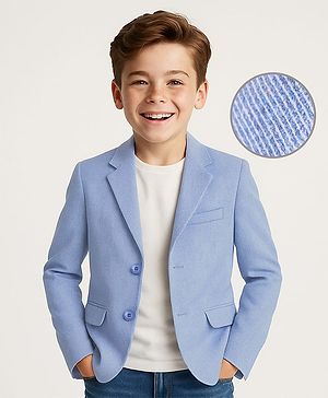 Pine Kids Knit Full Sleeves Solid Color Blazer - Light Blue