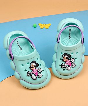 Cute Walk by Babyhug Disney Clogs With Back Strap Closure & Mickey Mouse Applique - Aqua Blue