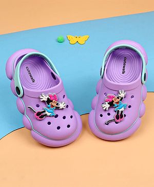 Cute Walk by Babyhug Disney Clogs With Back Strap Closure & Minnie Mouse Applique - Purple