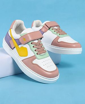 Pine Kids Casual Shoes With Velcro Closure - White & Pink