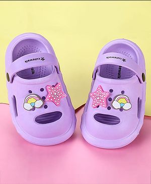 Cute Walk by Babyhug Back Strap Closure Clogs with Star Applique - Purple