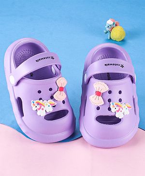 Cute Walk by Babyhug Clogs With Back Strap & Unicorn Applique - Purple