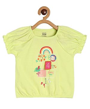 MINI KLUB Cotton Half Sleeves Numerical Printed Top - Green