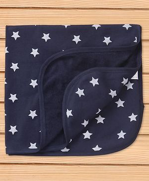 Babyhug Knit Terry Towel with Star Print L 77 x B 74 cm - Navy Blue
