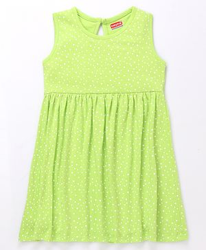 Babyhug Single Jersey Knit Sleeveless Dress With Heart Print - Navy Blue