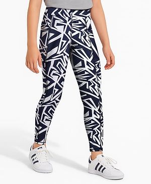 Pine Active Knit Full Length Printed Super Stretch Leggings - Navy Blue