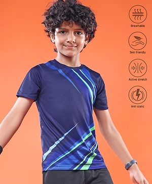 Pine Active Knit Half Sleeves T-Shirt - Navy Blue