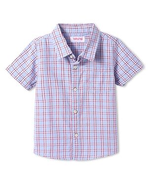 Babyhug Cotton Woven Half Sleeves Checks Shirt -Lavender