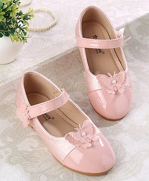 Cute Walk by Babyhug Ballerinas with Velcro Closure & Butterfly Applique - Pink