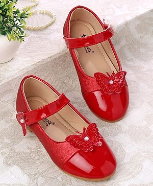 Cute Walk by Babyhug Ballerina with Butterfly Applique & Velcro Closure - Red