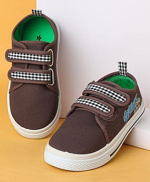Cute Walk by Babyhug Velcro Closure Casual Shoes with Checks - Charcoal Grey