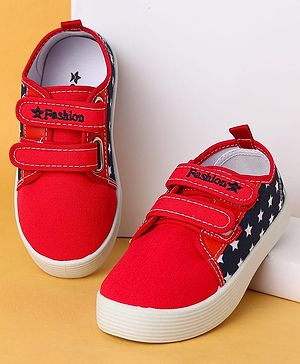 Cute Walk by Babyhug Velcro Closure Casual Shoes with Star Print - Red