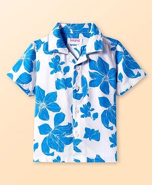 Babyhug Viscose Woven Half Sleeves Shirt with Floral Print - White