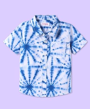 Babyhug Cotton Woven Half Sleeves Tie Dye Printed Shirt - Blue
