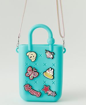 Babyhug Free Size Sling Bag With Butterfly Applique & Detachable Straps - Blue
