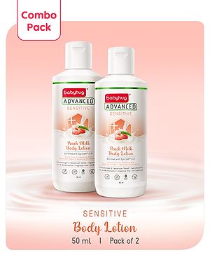 Babyhug Advanced Sensitive Peach Milk Body Lotion Extra Nourishing Formula For Sensitive Baby Skin Pack of 2 - 50 ml each